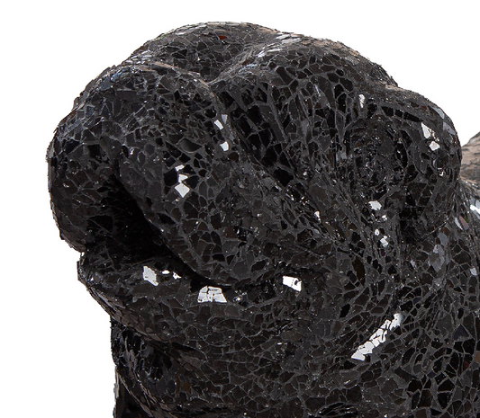 Figur Bulldogge "Black Disco" stehend mit angelegten Ohren