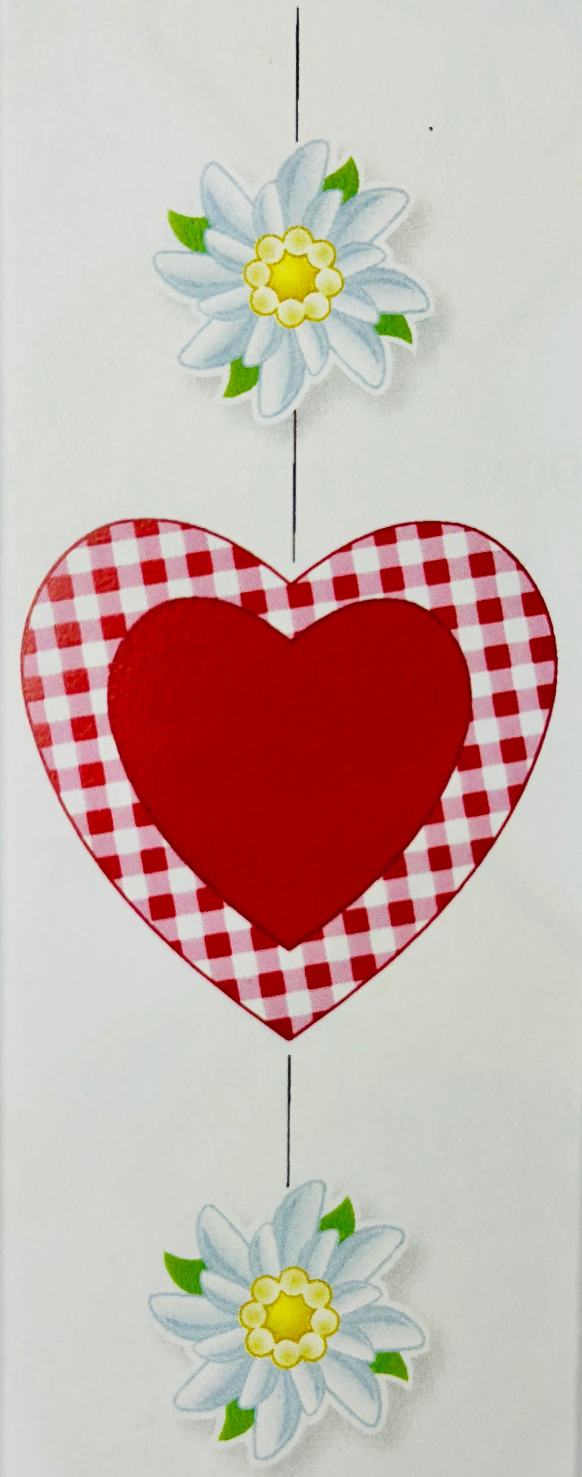 Papiergirlande hängend "Papierherz" rot/weiß