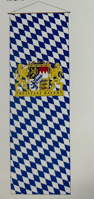 Bannerfahne Bay. Raute; Löwenwappen mit Schriftzug Freistaat Bayern