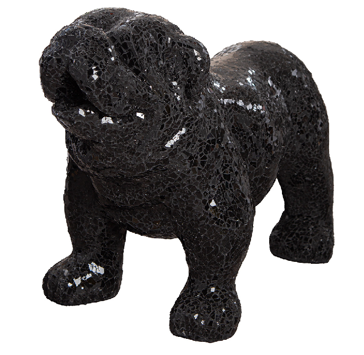 Figur Bulldogge "Black Disco" stehend mit angelegten Ohren