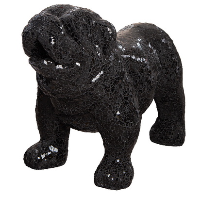 Figur Bulldogge "Black Disco" stehend mit angelegten Ohren