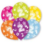 Latexluftballon Geburstag bunt mit Zahlen 1 - 9