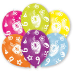 Latexluftballon Geburstag bunt mit Zahlen 1 - 9