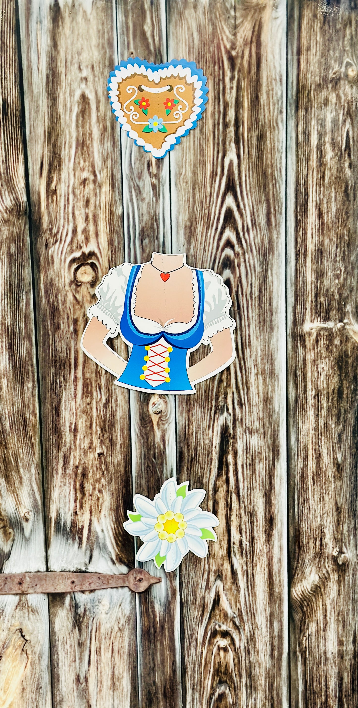 Papiergirlande hängend "Tracht Damen" weiß/blau