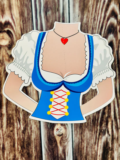 Papiergirlande hängend "Tracht Damen" weiß/blau