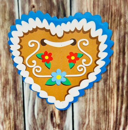 Papiergirlande hängend "Tracht Damen" weiß/blau