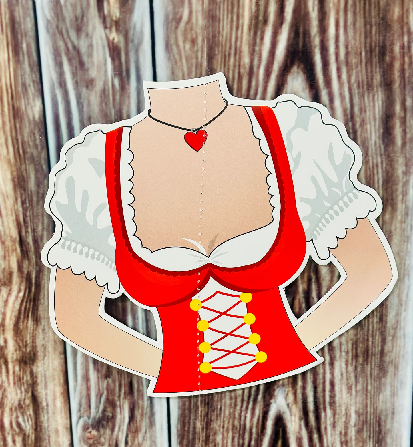 Papiergirlande hängend "Tracht Damen" rot/weiß