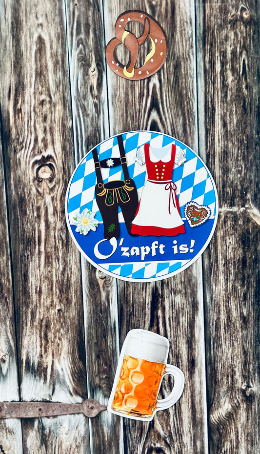 Papiergirlande hängend "Ozapft is" Rund