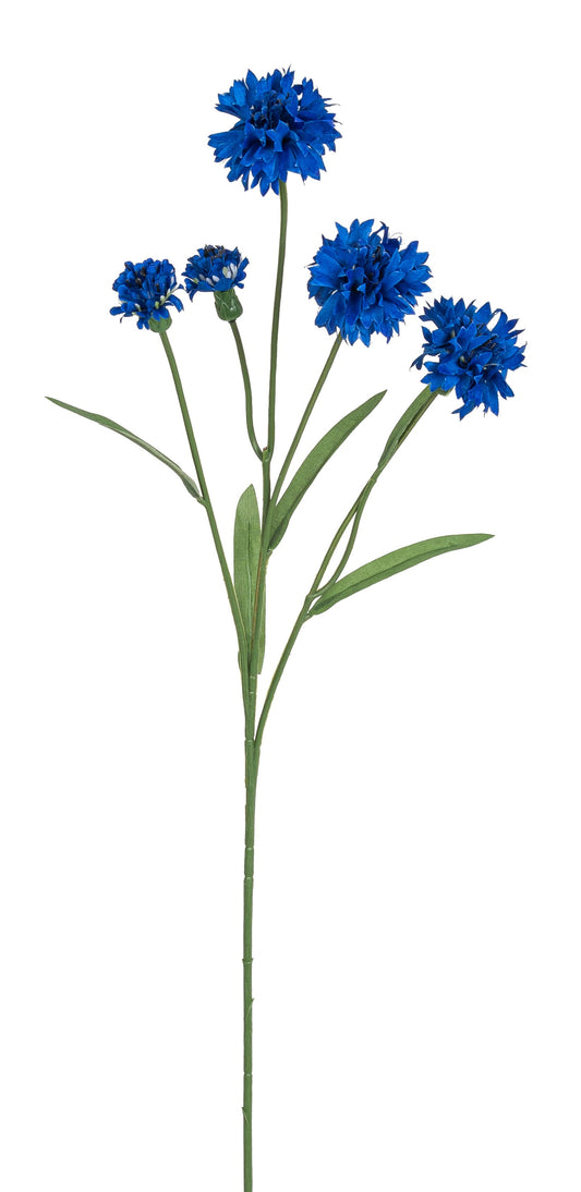 Textil Kornblume mit 4 Blüten