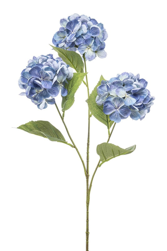 Textil Hortensie mit 3 Blüten